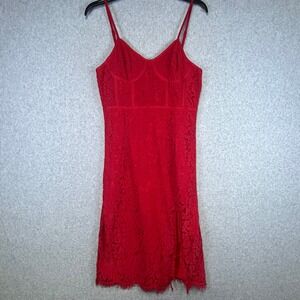 Lulus Dress Women's Medium‎ Red Lace Mini Cocktail Party Sleeveless Lined Club